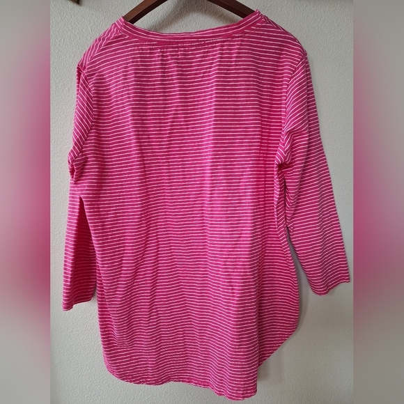 Fresh Produce Womens Pink/White Striped Nautical Anchor Top Cotton Size L - Picture 6 of 6